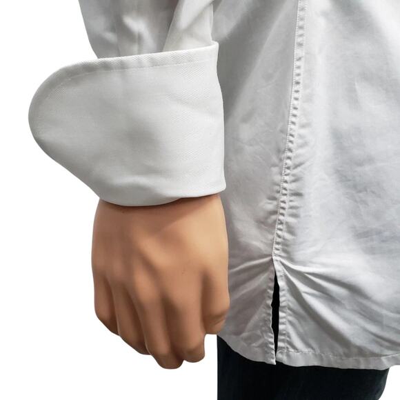 Frank Rostron England Dress Shirt Contrast Collar Two button Cuff Light Gray XL - Picture 7 of 14